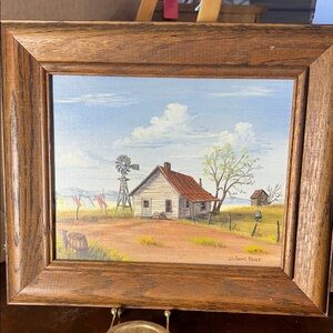 Joann Hart signed Rustic Farmhouse Landscape Framed Art